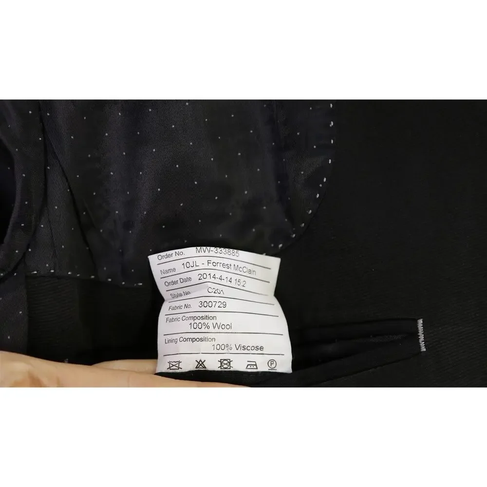 Dormeuil Custom Tailored Black Tonestripe Peak Lapel Tuxedo Formal Blazer 42R